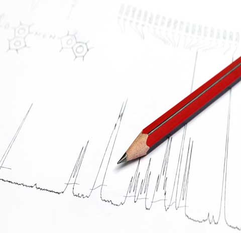 chromatogram and pencil